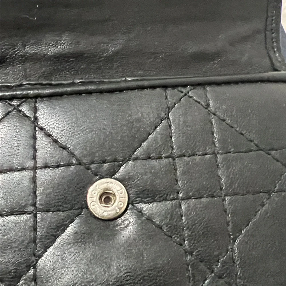 Dior Black Quilted Compact Wallet in lambskin
